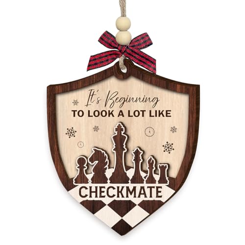 Wooden Chess Ornament for Christmas Tree - Holiday Chess Gift for Men & Women
