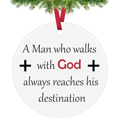 Inspirational Ceramic Christmas Ornament with Bible Verse