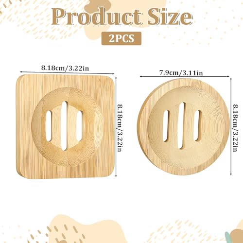 2 Pcs Wooden Soap Saver Dish Set - Natural Bamboo Self-Draining Shower Holders