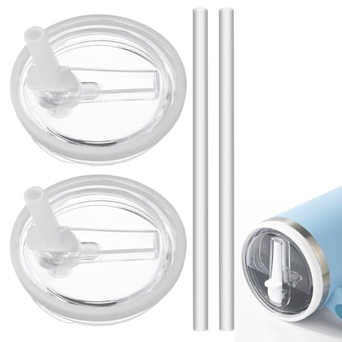 2 Pics 40oz Tumbler Flip Straw Lid For Stanley Quencher H2.0,Leak Proof Cup Top Lids Replacement Reusable Spill Proof No Spill Tumbler Straw Cover for Stanley Cup Accessories(2-pack-white)