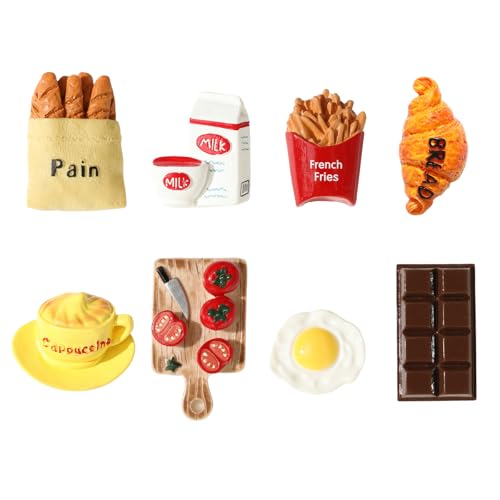 8-Piece Cute Food Fridge Magnets - Decorative Kitchen & Locker Magnets