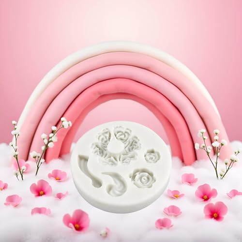 Zhuluck Rose Flower and Teapot Silicone Mold for Fondant and Cake Decorating