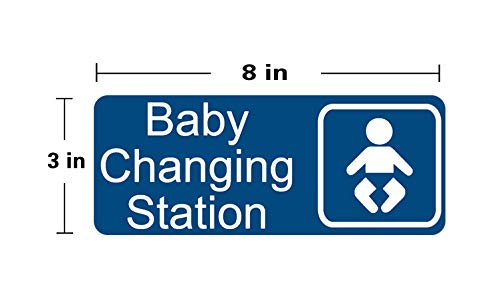 Baby Changing Station Sign - 8x3 in, Blue, English & Symbol