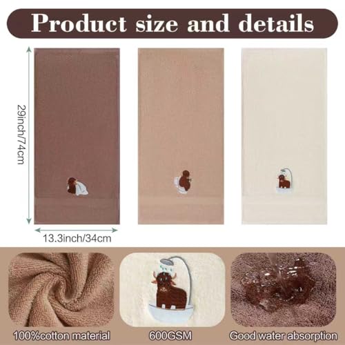 Dark Brown 3-Pack Cotton Hand Towels - Soft & Absorbent 13x29