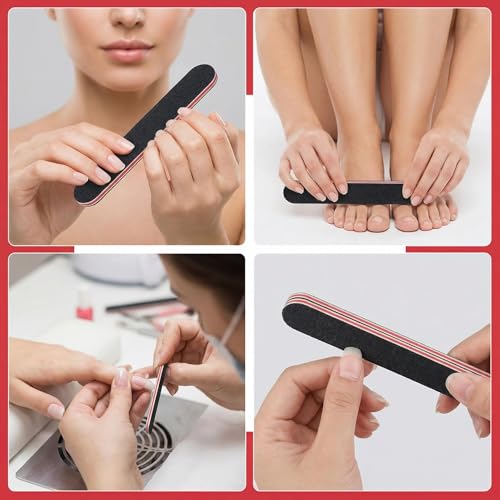 SYBL 12-Pack Mini Black Nail Files and Emery Boards, Double-Sided Washable