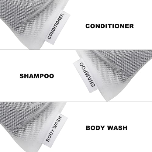 Wome 3-Pack Mesh Soap Saver Bags for Shampoo, Conditioner & Body Wash - White