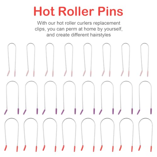Bewudy 24Pcs Hot Roller Clips Replacement Kit - 3 Sizes Stainless Steel