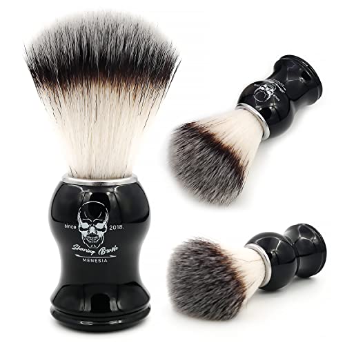 Men's Shaving Brush Synthetic Hair Black Skull Handle Travel Size