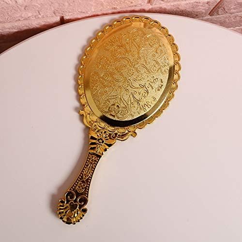 Vintage Handheld Makeup Mirror - Compact Retro Gold Travel Mirror