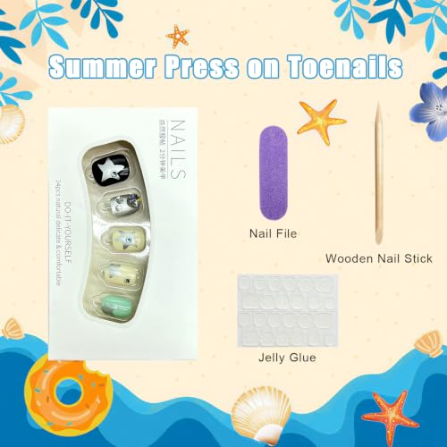 Y2K Short Square Press on Nails with Silver Star Rhinestones, 24 Pcs