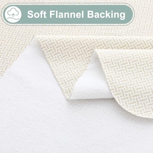 misaya 70x52 Inch Waterproof Vinyl Rectangular Tablecloth with Flannel Backing - Light Khaki
