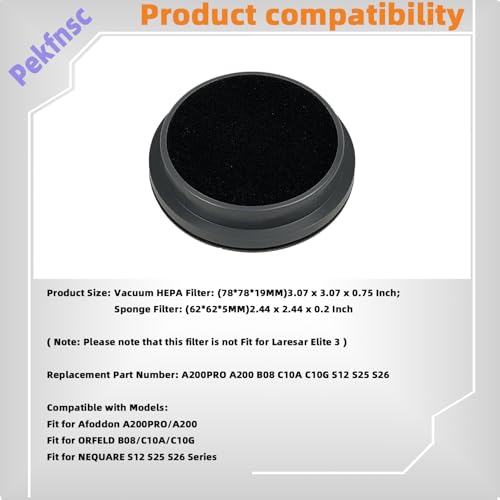 Vacuum Filter Replacement for Afoddon A200Pro, ORFELD B08, NEOUARE S12