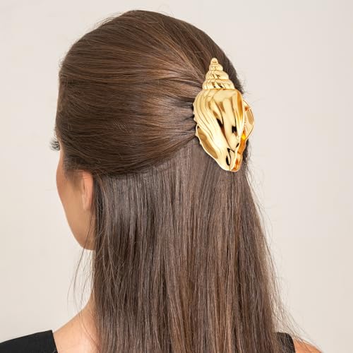Gold Starfish & Shell Metal Hair Claw Clips 3-Pack
