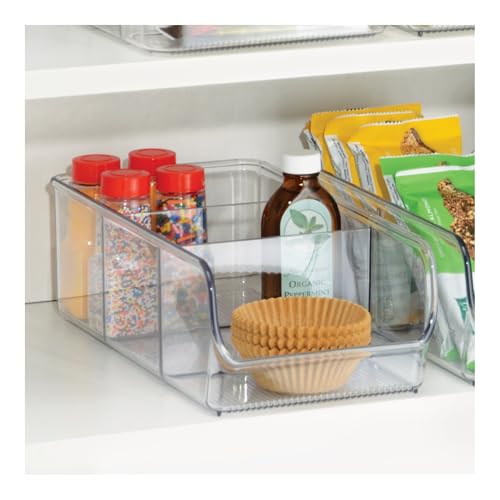 iDesign Linus Stackable 3-Section Divided Storage Bin, Clear (Set of 4)