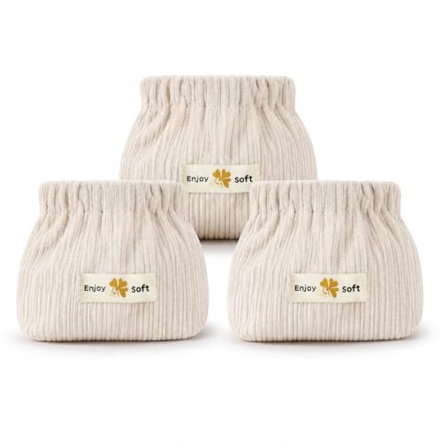 3-Piece Corduroy Makeup Bags Set Portable Travel Cosmetic Pouches