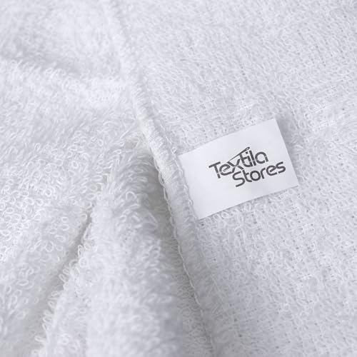 Textila Cotton Washcloths, 12x12 Inch, White - 10 Pack Soft Absorbent Towels