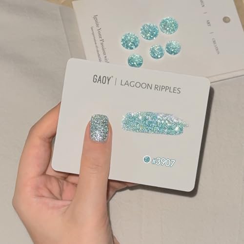 GAOY Blue Reflective Glitter Gel Nail Polish 16ml Jelly Translucent Sparkle