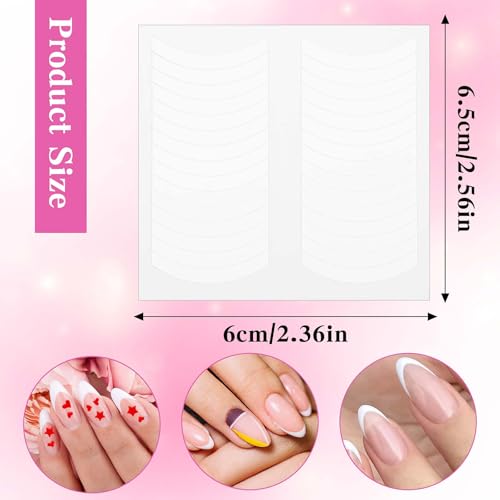 Oruola 1620pcs French Tip Nail Stickers & Stencils, 40 Sheets Self-Adhesive Manicure Guides