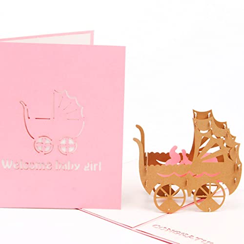 3D Baby Shower Pop Up Card - Newborn Girl Congratulations