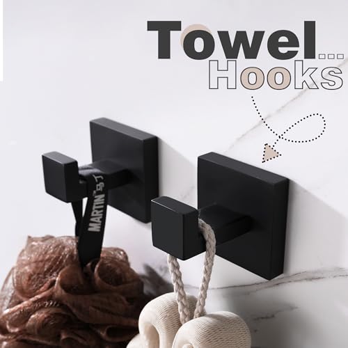 LANC Heavy Duty Matte Black Towel Hook - 1 Pack SUS304 Stainless Steel