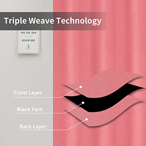 Easy-Going Pink Blackout Curtains - 2 Panels, 46x84 in, Noise Reducing