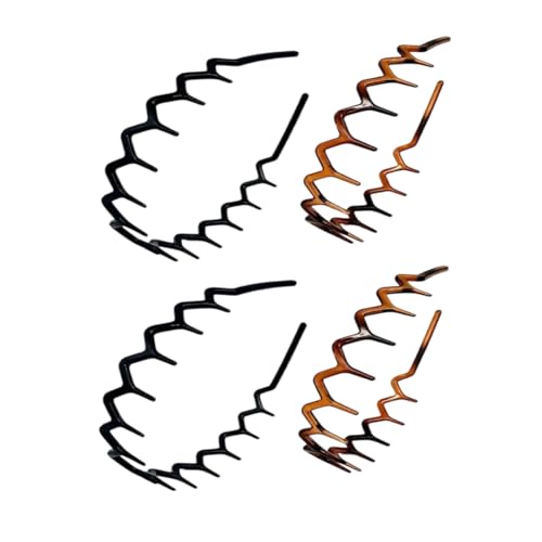 4Pcs Plastic Zigzag Headband with Teeth Wavy Hair Comb Set