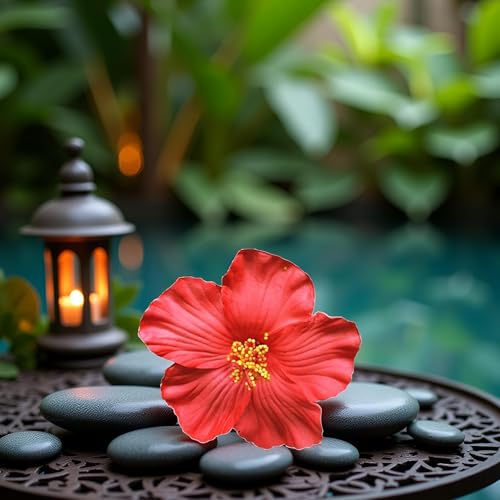 Red Hawaiian Flower Hair Clip Bohemian Tropical Hair Accessory for Women
