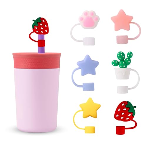 Silicone Straw Cover Caps for Owala Kids Cup - 6 Pack, Dust-Proof