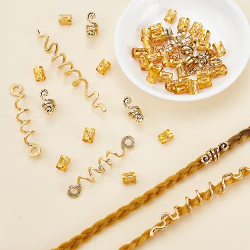 CRAFTYMELODY Gold Hair Beads & Dreadlocks Jewelry Accessories Set