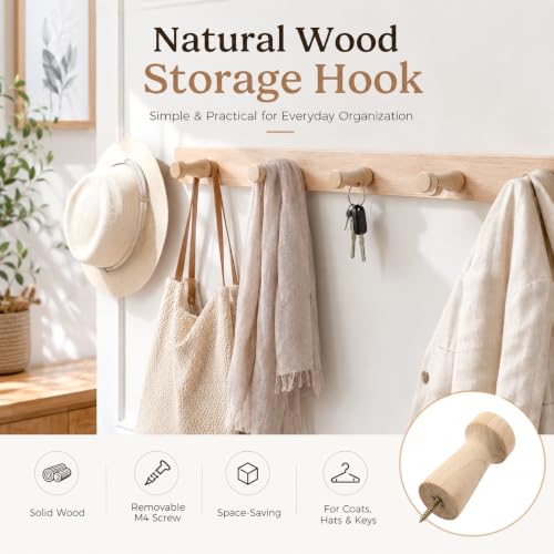 12 Pcs Solid Wood Shaker Peg Hooks for Hanging Clothes & Towels