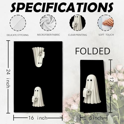 Funny Halloween Ghost Hand Towel - 16x24 inch Soft Polyester Decor (Color-1)