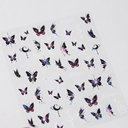 Purple Butterfly Nail Stickers - 3D Self-Adhesive Pearl Designs