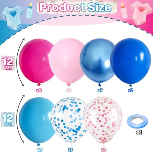 Pink and Blue Balloons Set - 35pcs 12 Inch Metallic & Confetti