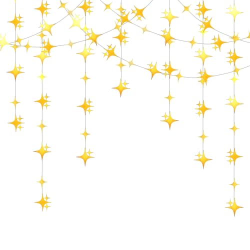 Gold Glitter Star Garland Hanging Bunting Banner 40 Ft Party Decor