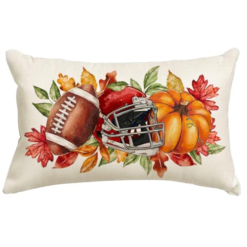 RABUSOFA 12x20 Pumpkin Football Cap Pillow Cover - Autumn Decor