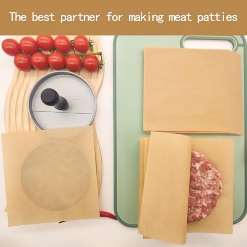 100 Non-Stick Hamburger Patty Paper Sheets - 6''x6'' Parchment