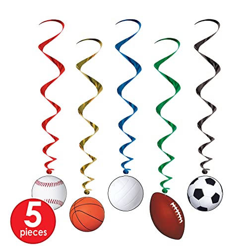 Beistle Sports Whirls - 5 Count Hanging Decorations for Parties