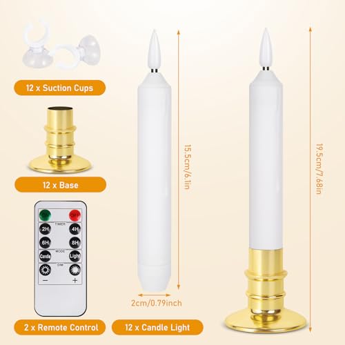 12 Pack Battery Operated Window Candles with Timer & Remote Control