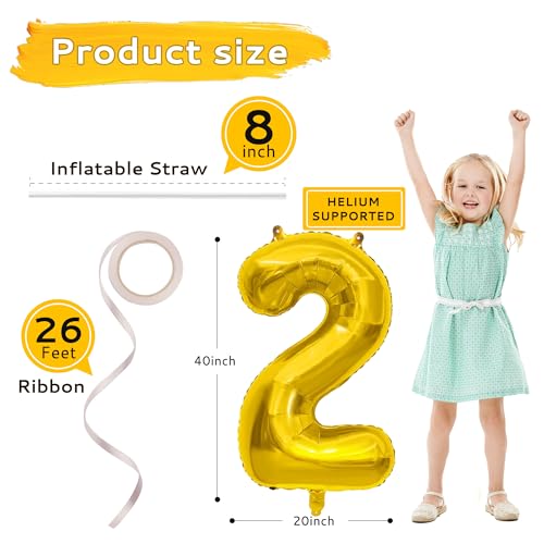 40" Large Gold Foil 2026 Number Balloons for Graduation & New Year's