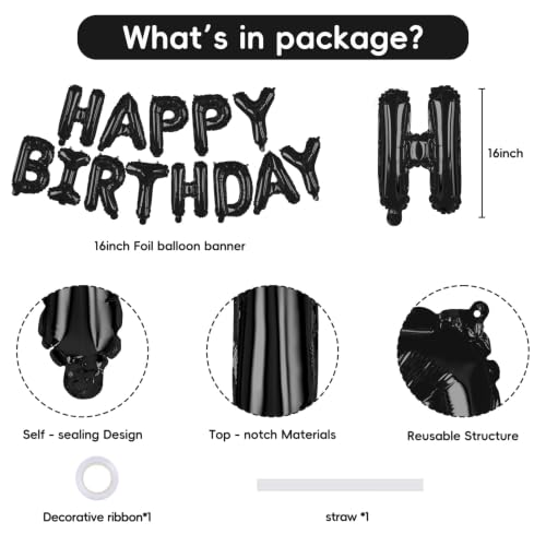 Happy Birthday Foil Balloon Banner Set - 16 Inch Letters