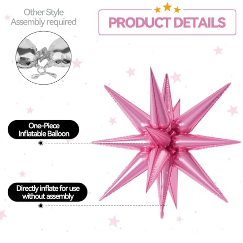 22-Inch Purple Pink Star Foil Balloons - 6PCS Decoration Set