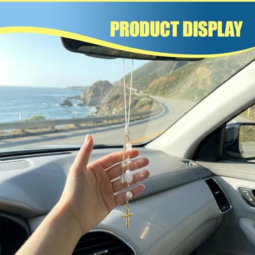 Personalized Crystal Cross Car Rear View Mirror Charm