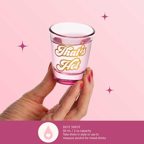 Paris Hilton 4-Piece Shot Glass Set - 2 oz Fun Decals in Pink