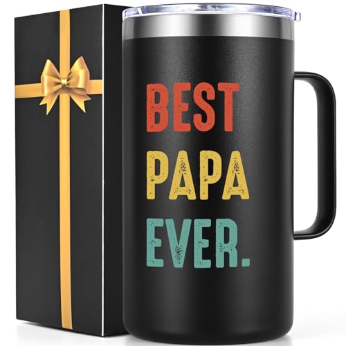 Black 20oz Insulated Coffee Mug - Best Papa Ever Gift from Daughter Son
