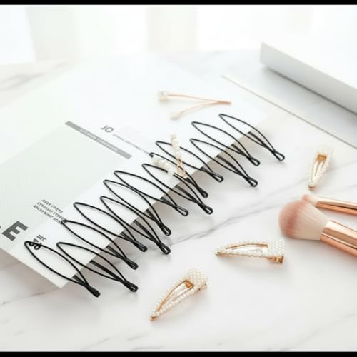Black Mini Bobby Pins Set - 12 Pack Invisible Hair Styling Clips