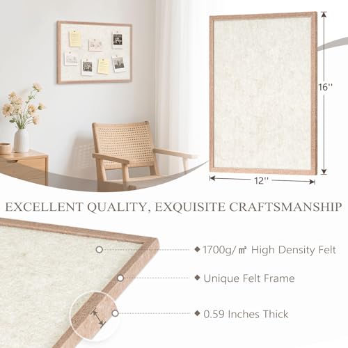 DOLLAR BOSS 16"x12" Beige Felt Bulletin Board – Aesthetic Wall Pin Board