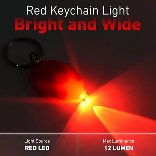 8 Pack Red LED Keychain Light, Red Light Mini Keychain Flashlights, Red Flashlight Keychain, Red Light Key Chain for Night Vision