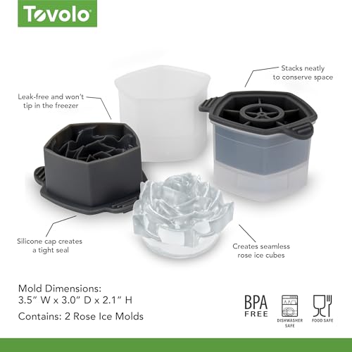 Tovolo Rose Ice Cube Molds Set of 2 - Slow Melting Silicone