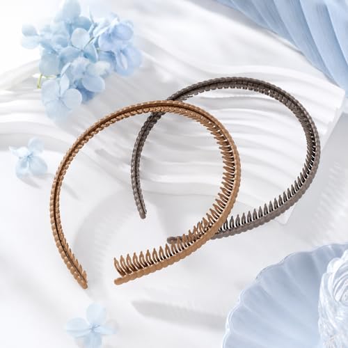 JJUNW Plastic Comb Headband with Teeth - 2 Pcs Non-Slip Hair Bands