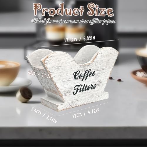Rustic Wood #4 Coffee Filter Holder - Farmhouse Countertop Organizer